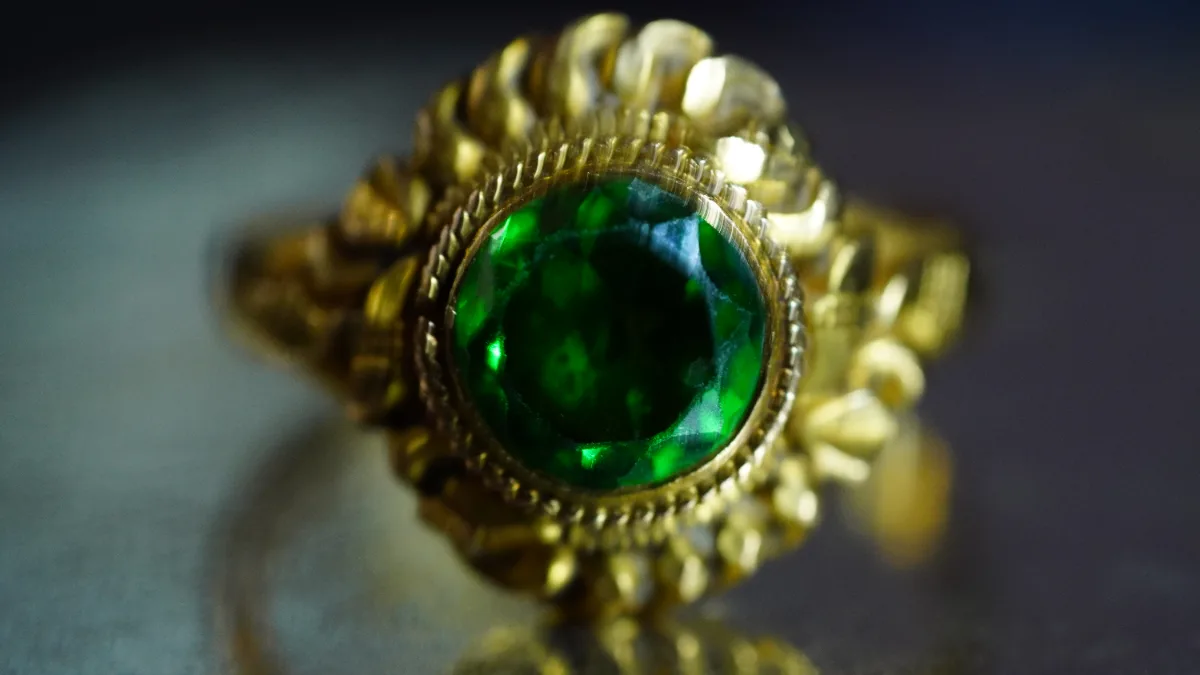 A detailed photograph of an elegant ring showcasing its design and fine craftsmanship. Suitable for jewelry, fashion, lu